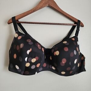 Torrid Curve 360 Back Smoothing Push Up Plunge Bra in a black multi-color polka